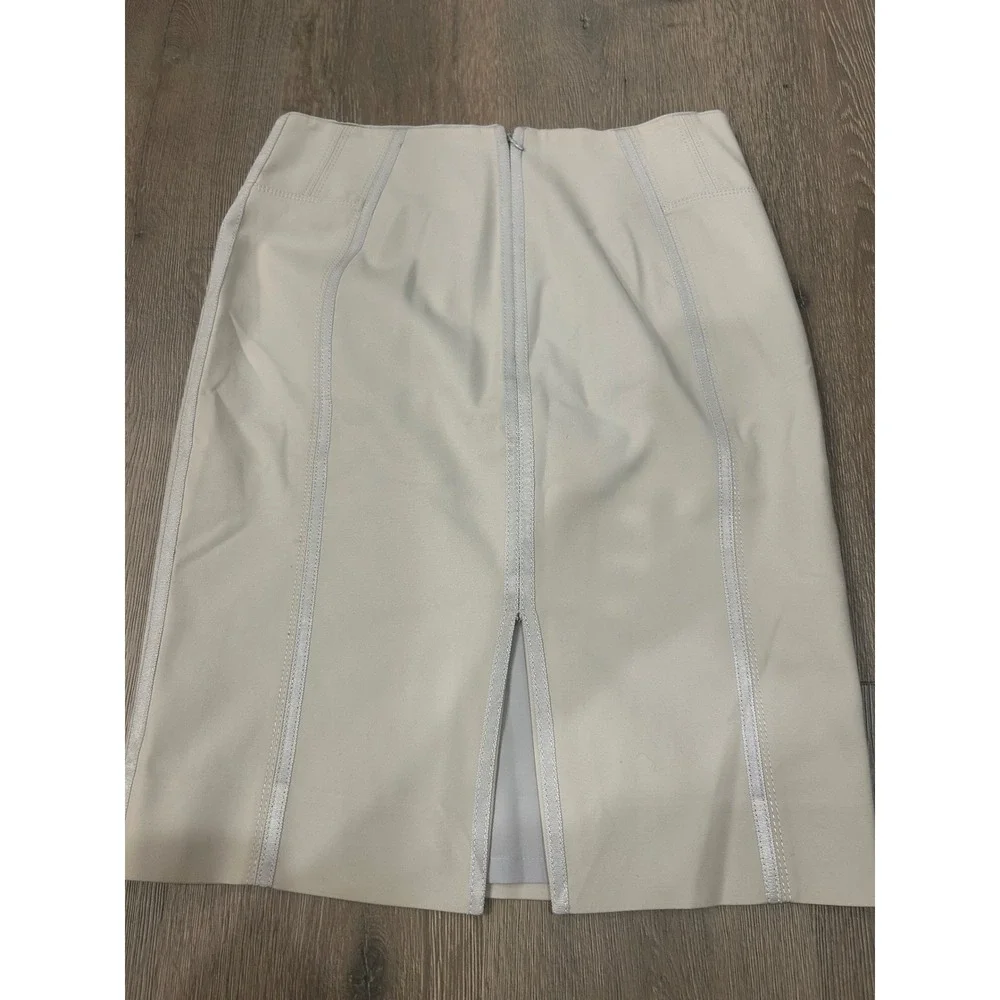 White House Black Market Perfect Form Cream Ribbon Trim Pencil‎ Skirt Size 8